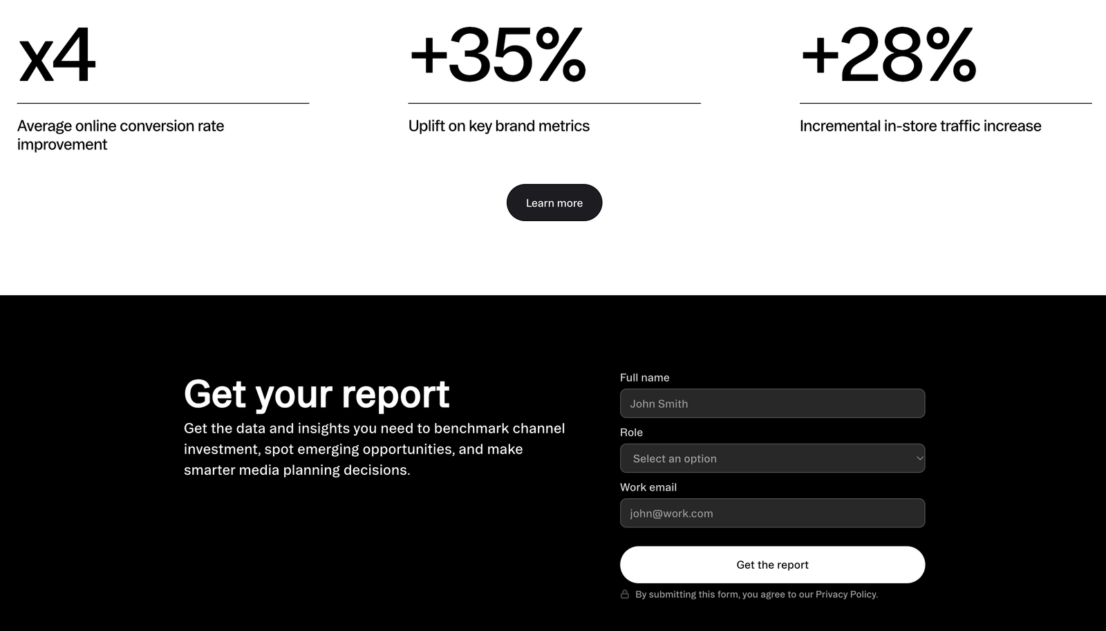 Proposition B de la landing page